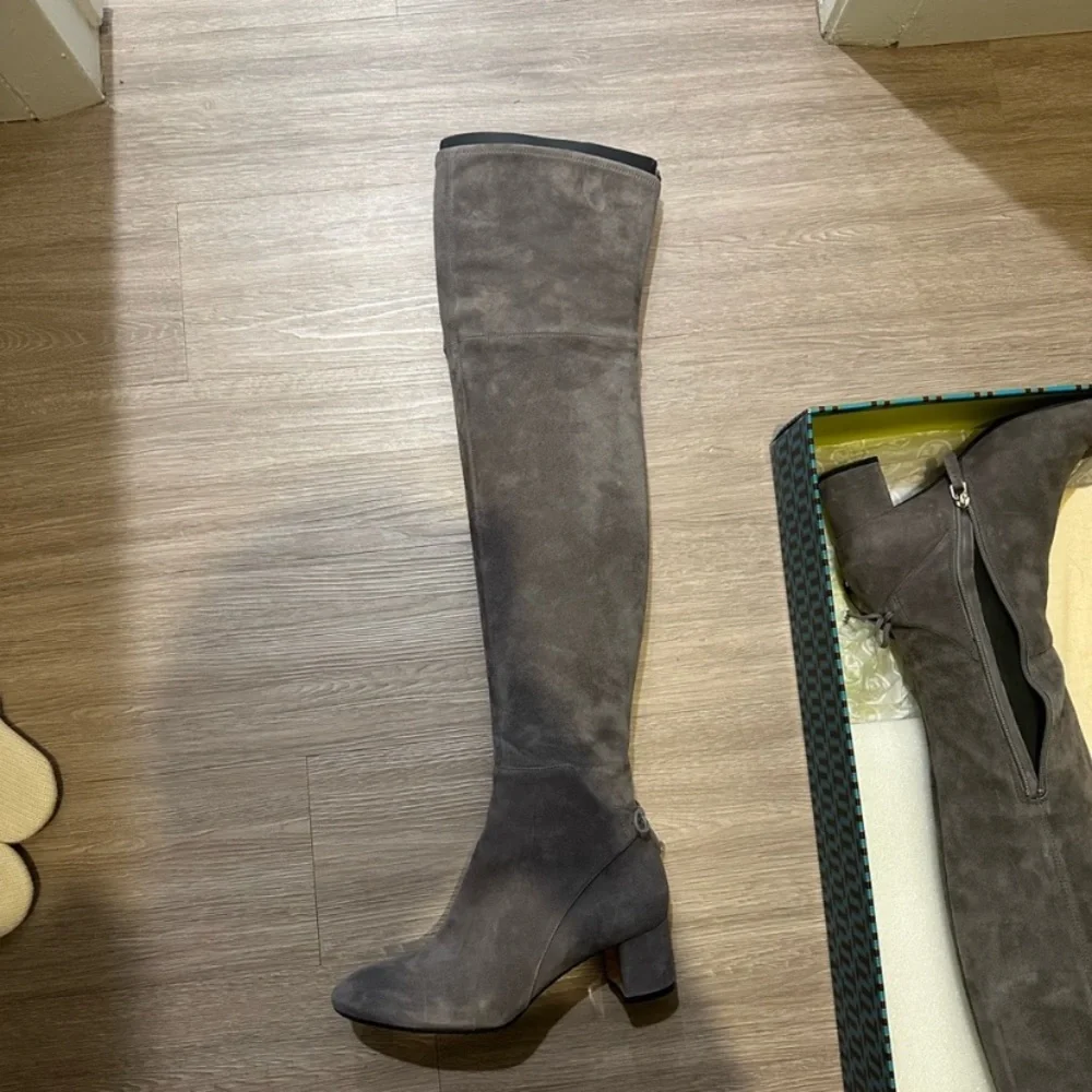 Tory Burch Gray Suede Over-the-Knee Boots